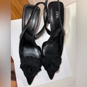 Zara Black Floral Heels